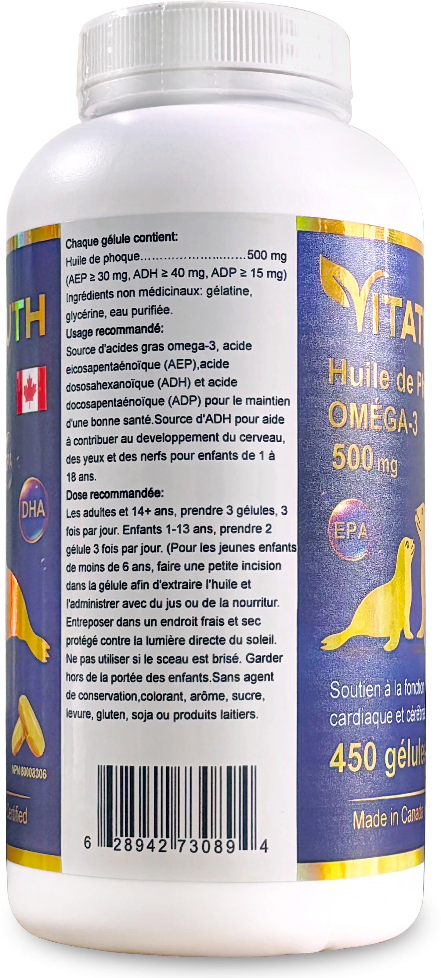 Vitatruth Omega 3 Harp Seal Oil 500 mg 450 Softgels