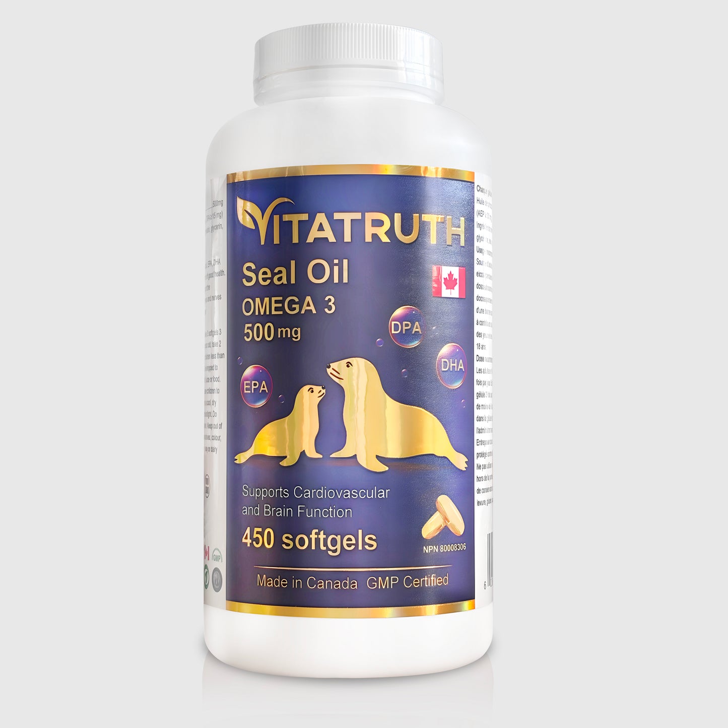 Vitatruth Omega 3 Harp Seal Oil 500 mg 450 Softgels