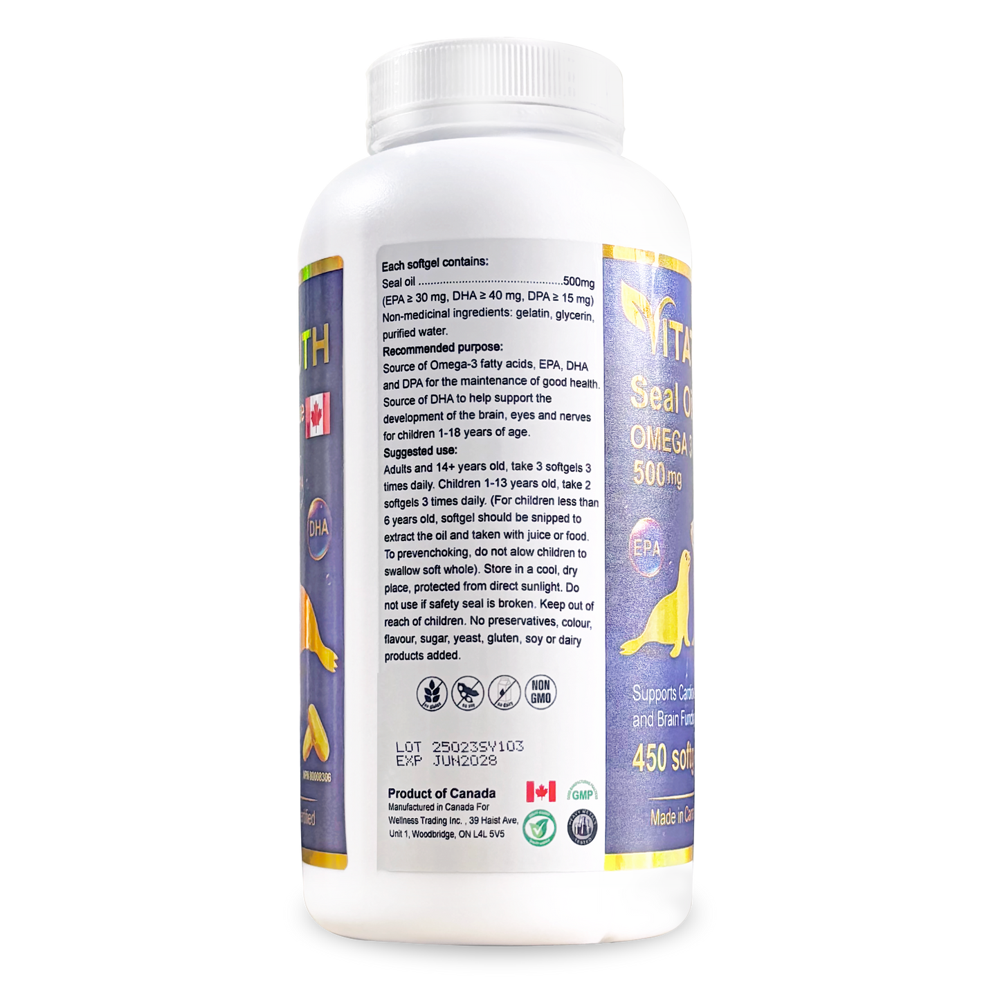 Vitatruth Omega 3 Harp Seal Oil 500 mg 450 Softgels