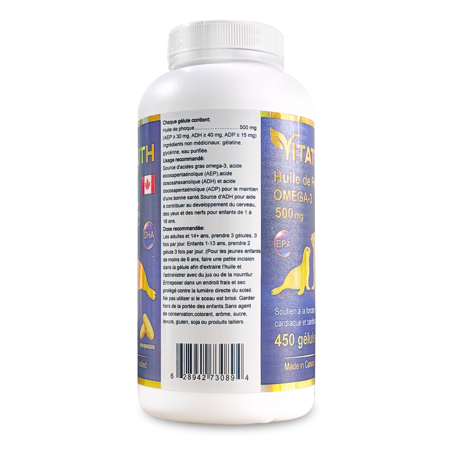 Vitatruth Omega 3 Harp Seal Oil 500 mg 450 Softgels